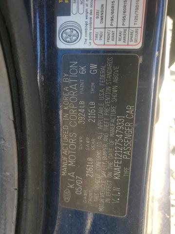 Photo 11 VIN: KNAFE121275479331 - KIA SPECTRA EX 