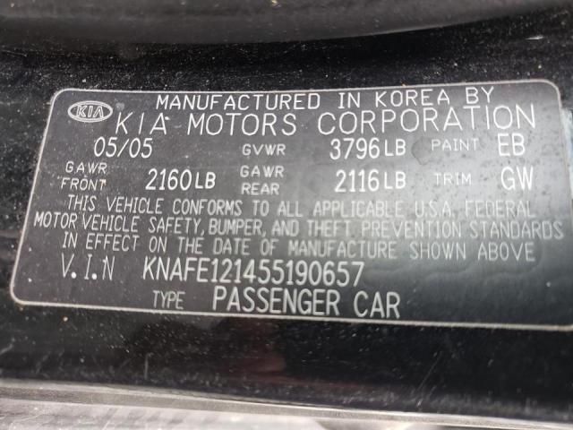 Photo 9 VIN: KNAFE121455190657 - KIA SPECTRA LX 