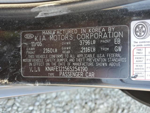 Photo 11 VIN: KNAFE121565254190 - KIA SPECTRA LX 