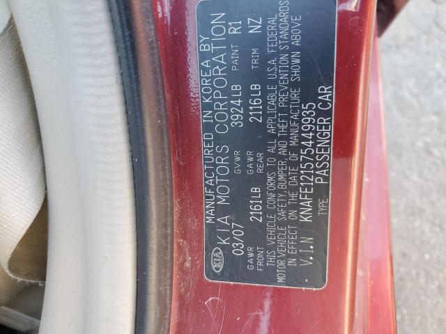 Photo 12 VIN: KNAFE121575449935 - KIA SPECTRA EX 