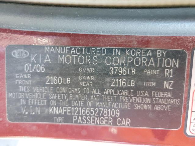 Photo 11 VIN: KNAFE121665278109 - KIA SPECTRA LX 