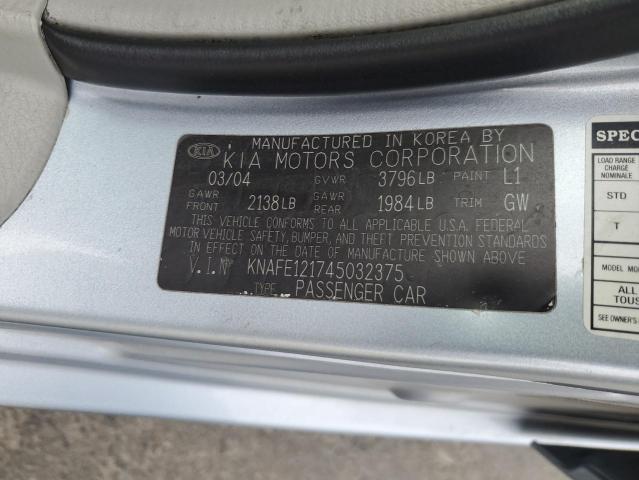 Photo 12 VIN: KNAFE121745032375 - KIA SPECTRA LX 