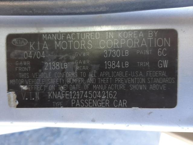 Photo 9 VIN: KNAFE121745042162 - KIA SPECTRA LX 