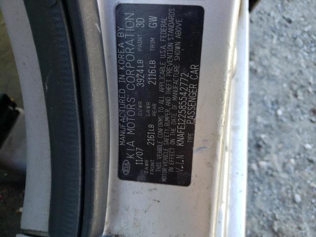 Photo 12 VIN: KNAFE122585542772 - KIA SPECTRA 