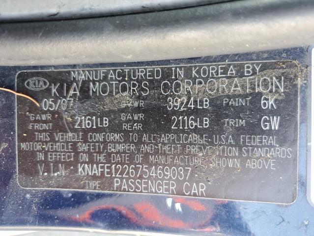 Photo 12 VIN: KNAFE122675469037 - KIA SPECTRA EX 