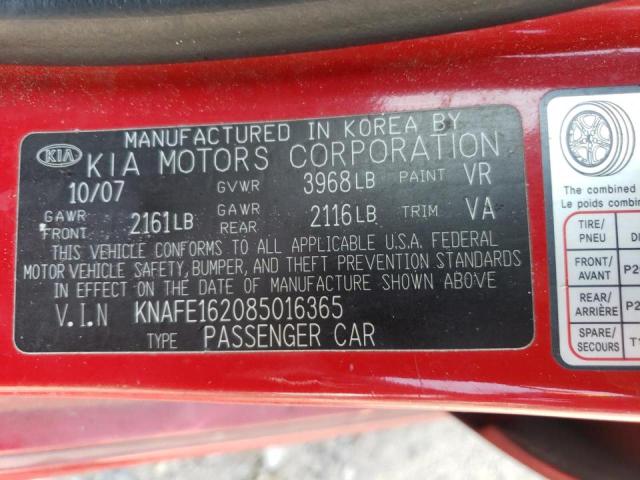 Photo 12 VIN: KNAFE162085016365 - KIA SPECTRA5 5 