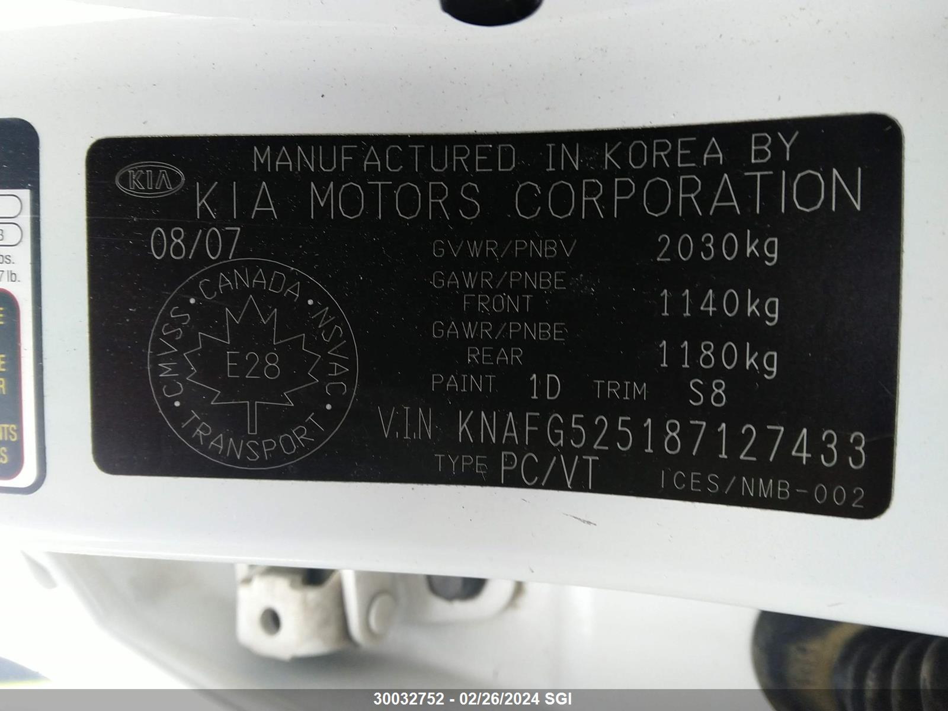 Photo 8 VIN: KNAFG525187127433 - KIA RONDO 