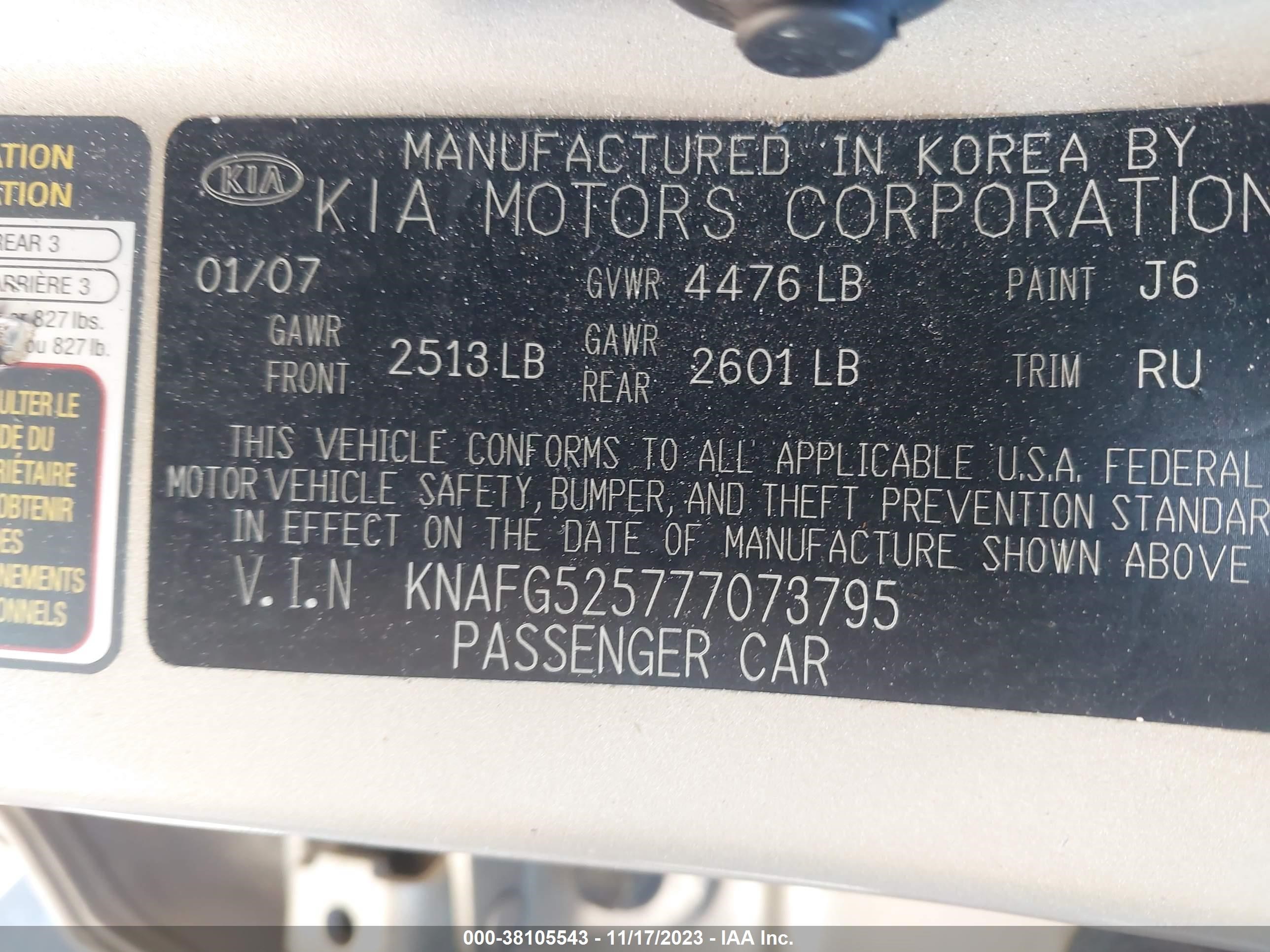 Photo 8 VIN: KNAFG525777073795 - KIA RONDO 