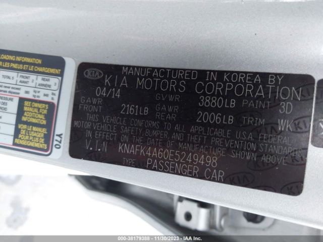 Photo 8 VIN: KNAFK4A60E5249498 - KIA FORTE 