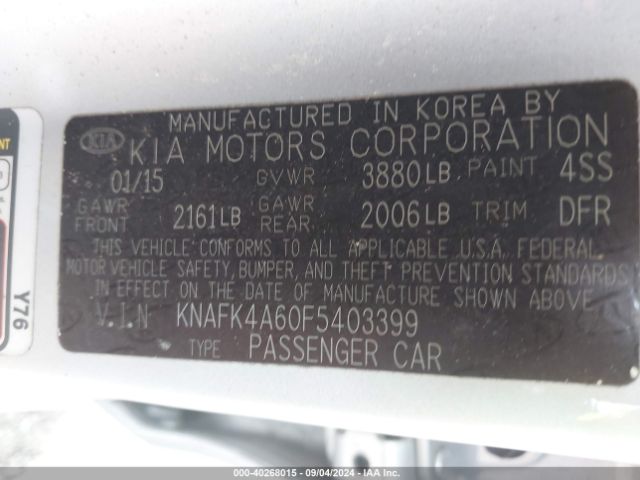 Photo 8 VIN: KNAFK4A60F5403399 - KIA FORTE 