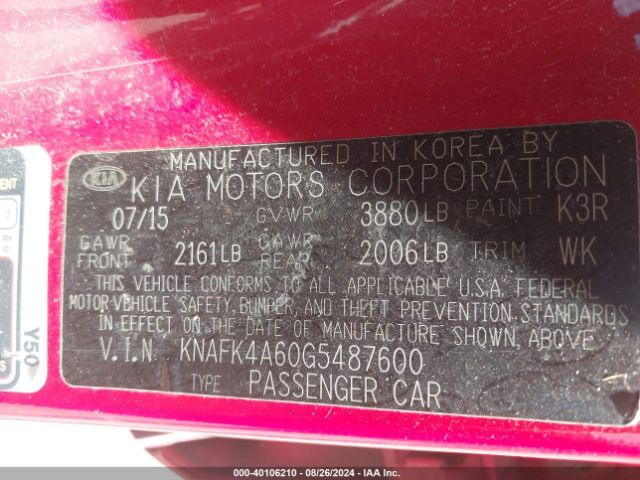 Photo 8 VIN: KNAFK4A60G5487600 - KIA FORTE 