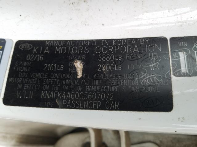 Photo 9 VIN: KNAFK4A60G5607072 - KIA FORTE LX 