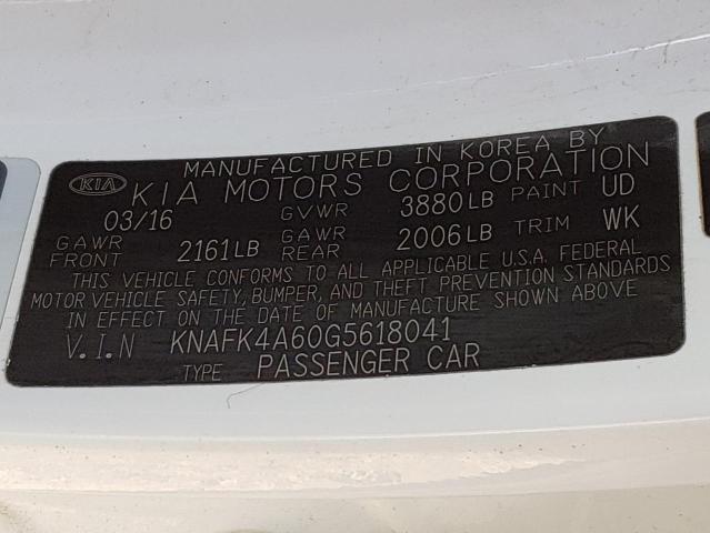 Photo 9 VIN: KNAFK4A60G5618041 - KIA FORTE LX 