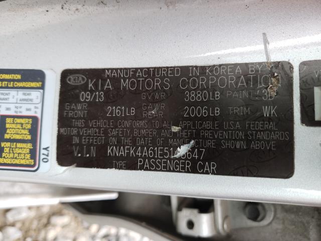 Photo 9 VIN: KNAFK4A61E5148647 - KIA FORTE LX 