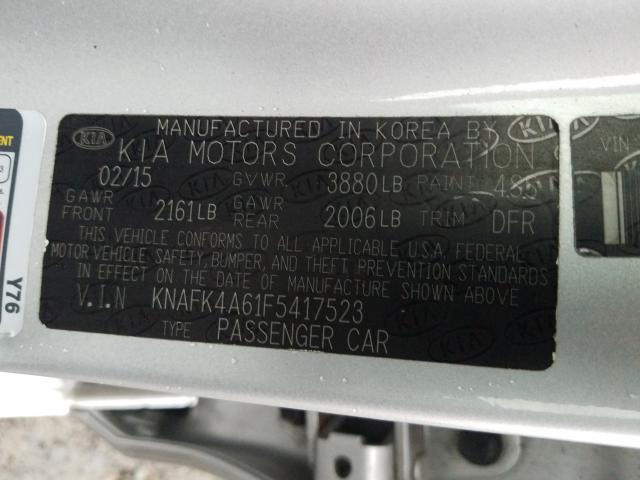 Photo 9 VIN: KNAFK4A61F5417523 - KIA FORTE LX 