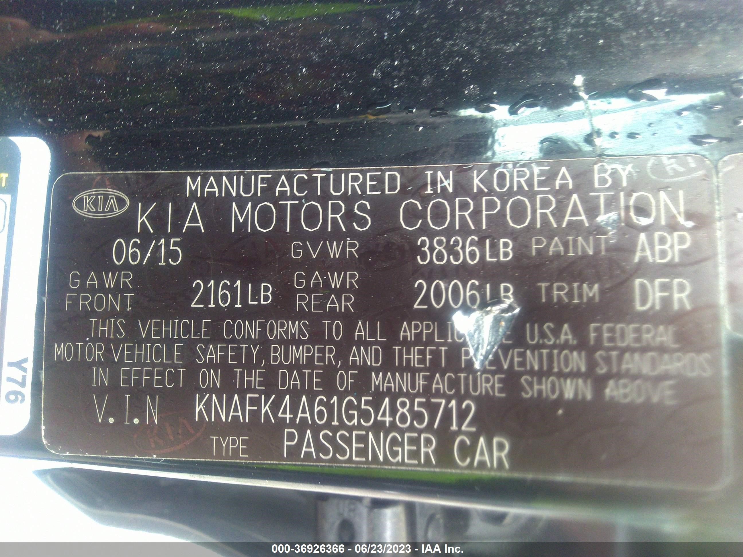 Photo 8 VIN: KNAFK4A61G5485712 - KIA FORTE 