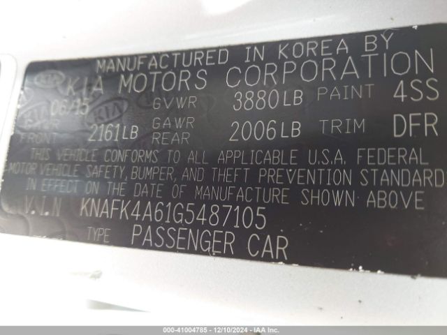 Photo 8 VIN: KNAFK4A61G5487105 - KIA FORTE 