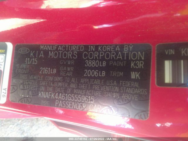 Photo 8 VIN: KNAFK4A61G5559615 - KIA FORTE 