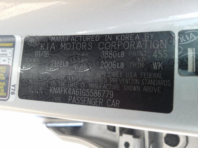 Photo 9 VIN: KNAFK4A61G5586779 - KIA FORTE LX 