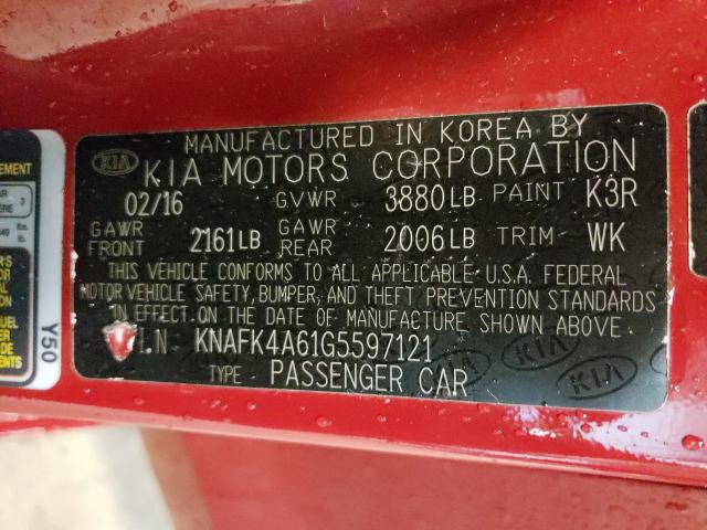 Photo 9 VIN: KNAFK4A61G5597121 - KIA FORTE LX 