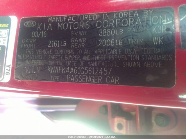 Photo 8 VIN: KNAFK4A61G5612457 - KIA FORTE 