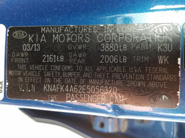 Photo 9 VIN: KNAFK4A62E5056320 - KIA FORTE 