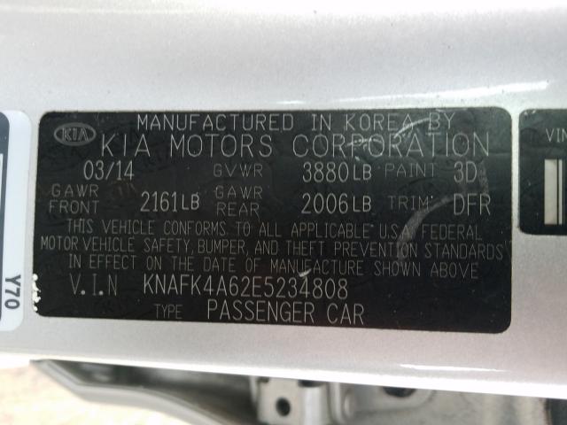 Photo 9 VIN: KNAFK4A62E5234808 - KIA FORTE LX 