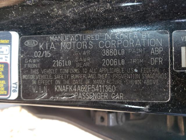 Photo 9 VIN: KNAFK4A62F5411360 - KIA FORTE LX 