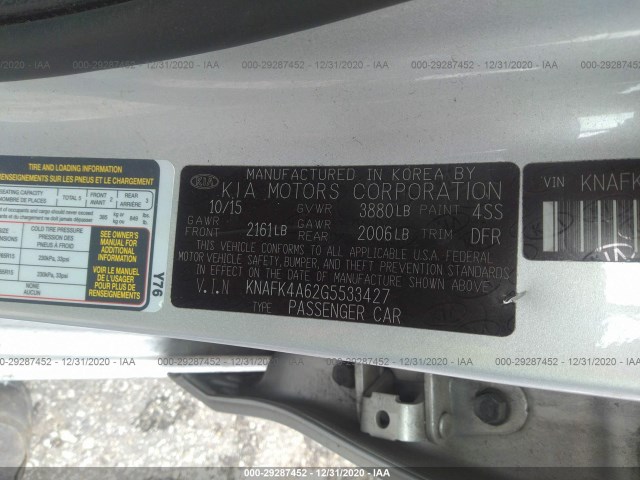 Photo 8 VIN: KNAFK4A62G5533427 - KIA FORTE 