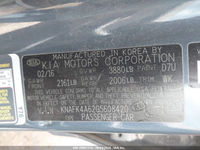 Photo 8 VIN: KNAFK4A62G5608420 - KIA FORTE 