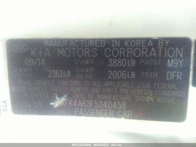 Photo 8 VIN: KNAFK4A63F5340458 - KIA FORTE 