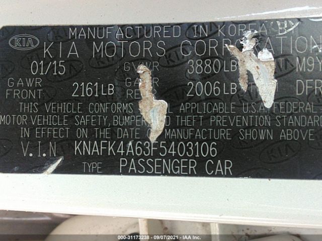 Photo 8 VIN: KNAFK4A63F5403106 - KIA FORTE 