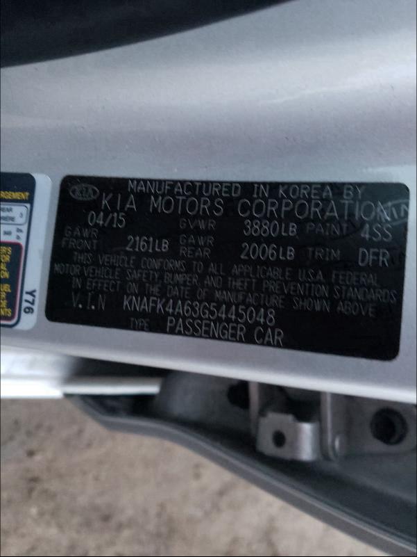 Photo 9 VIN: KNAFK4A63G5445048 - KIA FORTE LX 