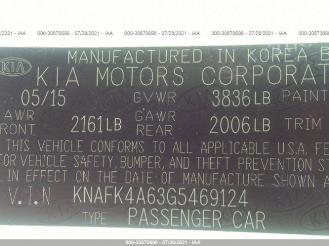 Photo 8 VIN: KNAFK4A63G5469124 - KIA FORTE 