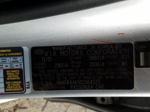 Photo 9 VIN: KNAFK4A63G5564525 - KIA FORTE LX 