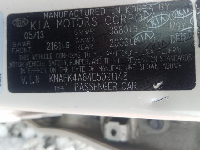 Photo 9 VIN: KNAFK4A64E5091148 - KIA FORTE LX 