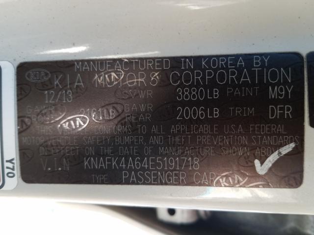 Photo 9 VIN: KNAFK4A64E5191718 - KIA FORTE LX 