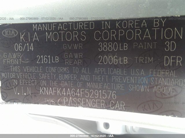 Photo 8 VIN: KNAFK4A64F5291576 - KIA FORTE 