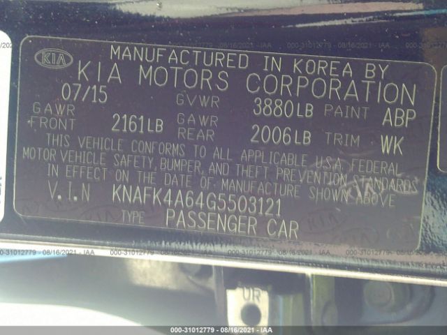 Photo 8 VIN: KNAFK4A64G5503121 - KIA FORTE 