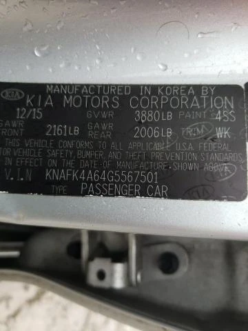 Photo 11 VIN: KNAFK4A64G5567501 - KIA FORTE LX 