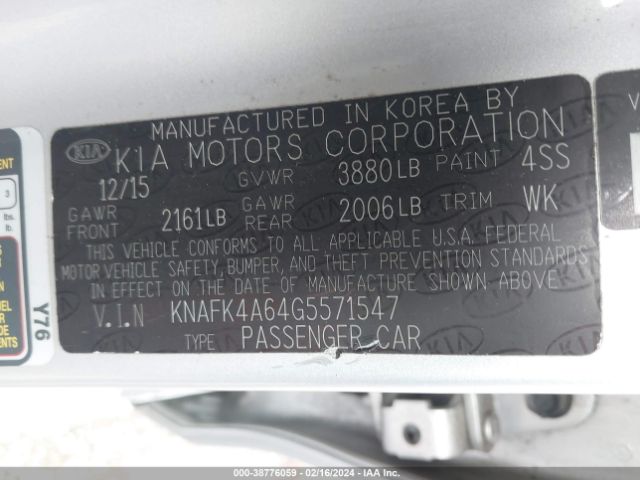 Photo 8 VIN: KNAFK4A64G5571547 - KIA FORTE 