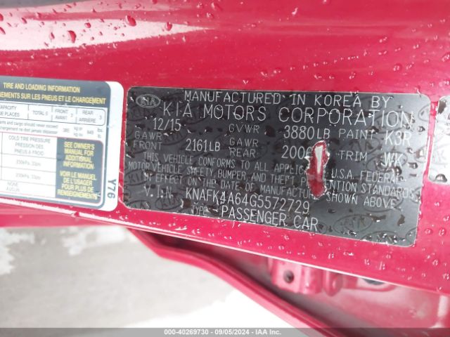 Photo 8 VIN: KNAFK4A64G5572729 - KIA FORTE 