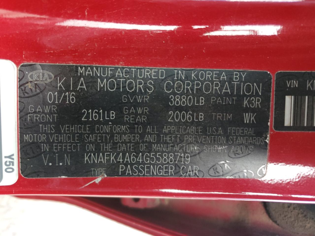 Photo 11 VIN: KNAFK4A64G5588719 - KIA FORTE 