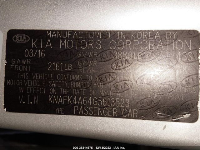 Photo 8 VIN: KNAFK4A64G5613523 - KIA FORTE 