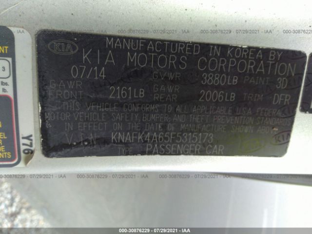 Photo 8 VIN: KNAFK4A65F5315173 - KIA FORTE 