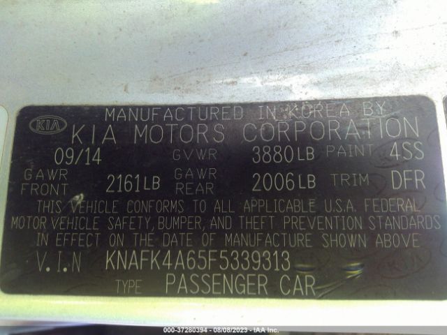 Photo 8 VIN: KNAFK4A65F5339313 - KIA FORTE 