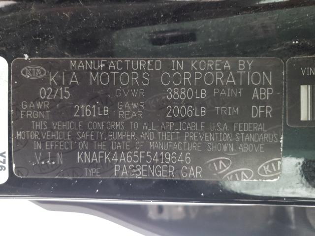 Photo 9 VIN: KNAFK4A65F5419646 - KIA FORTE LX 