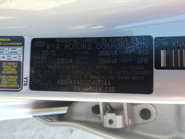 Photo 9 VIN: KNAFK4A65G5466144 - KIA FORTE LX 