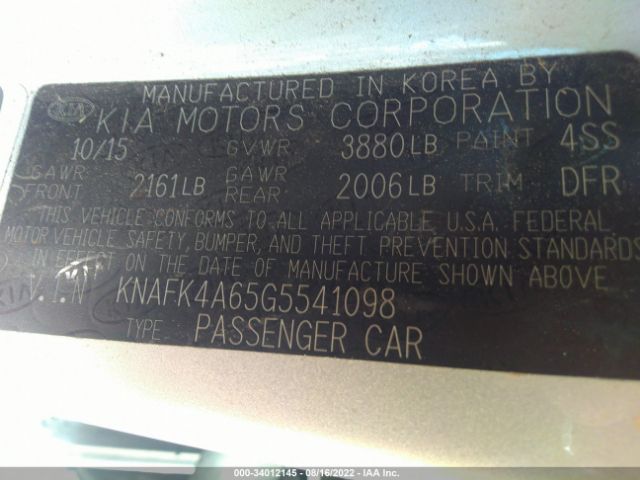 Photo 8 VIN: KNAFK4A65G5541098 - KIA FORTE 