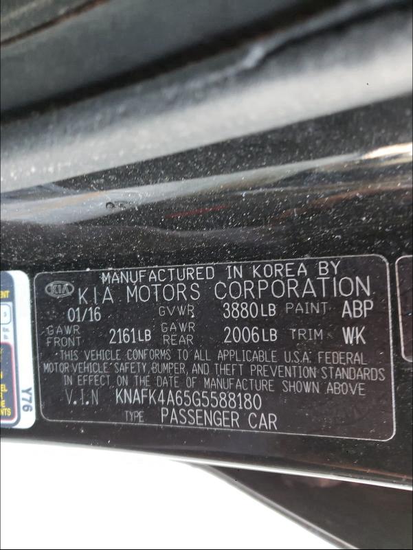 Photo 9 VIN: KNAFK4A65G5588180 - KIA FORTE LX 